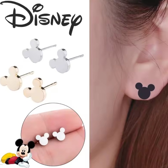 MICKEY BLACK Minimalist Stainless Steel Stud Earrings With Gift Bag - Picture 2 of 8